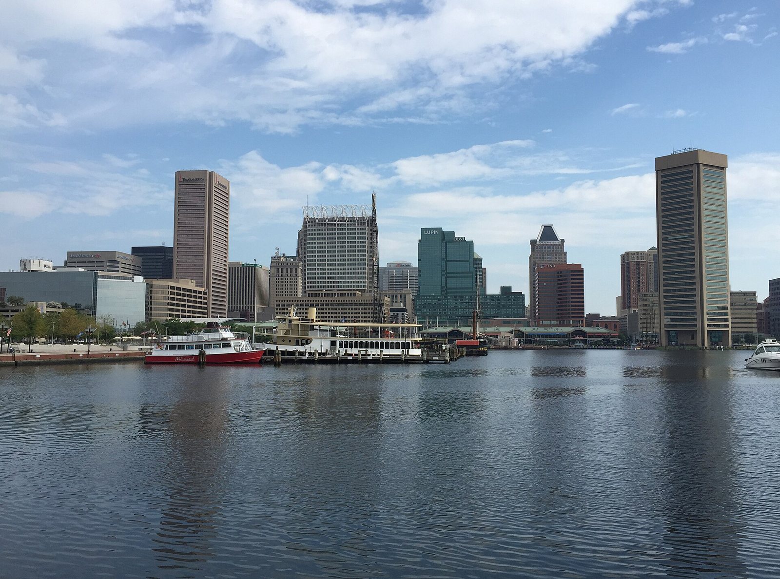 Downtown Baltimore office towers across the water of the Inner Harbor