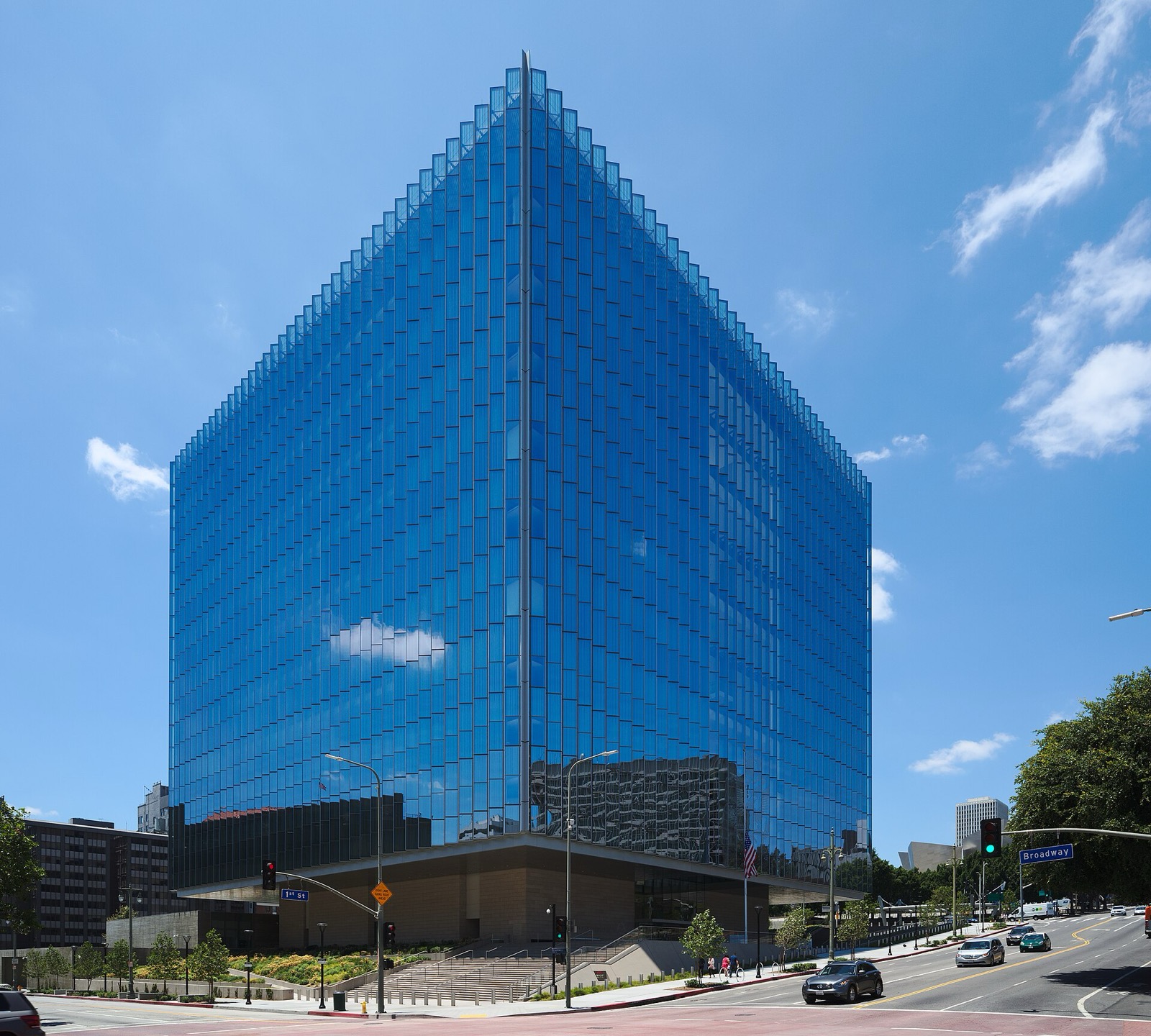 A federal courthouse building on South Broadway in downtown Los Angeles